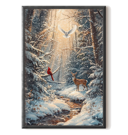 Winter Cardinal Deer Owl