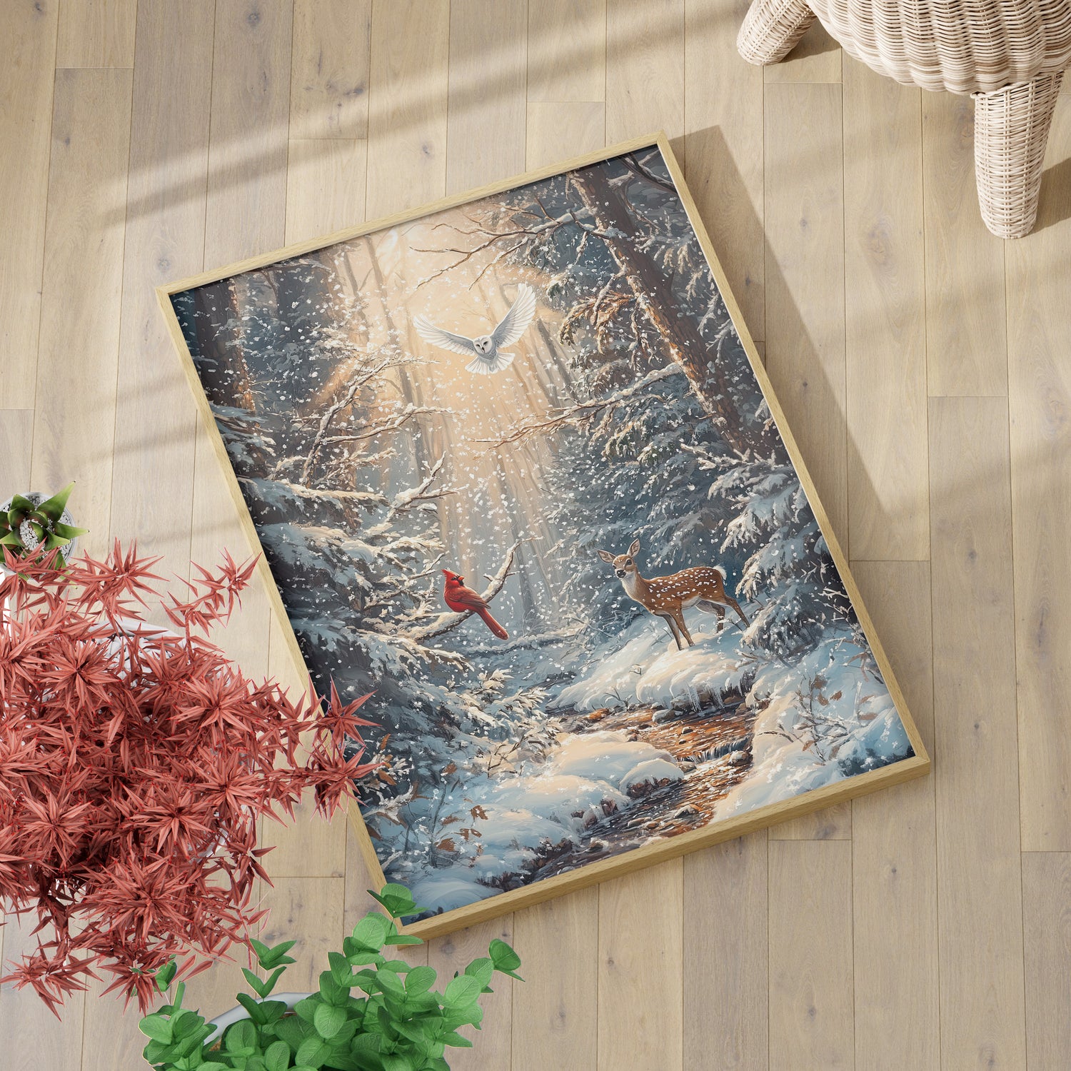 Winter Cardinal Deer Owl