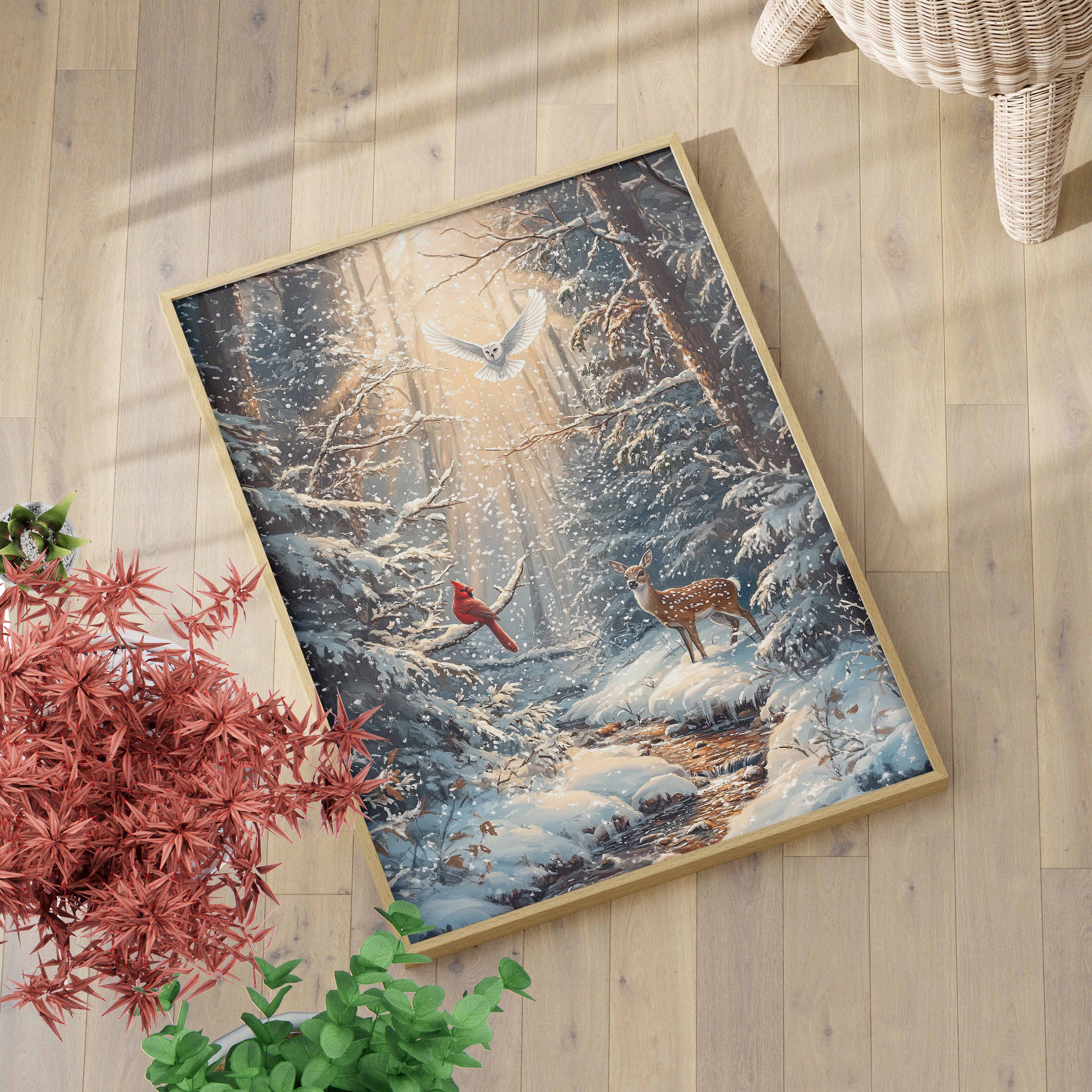 Winter Cardinal Deer Owl