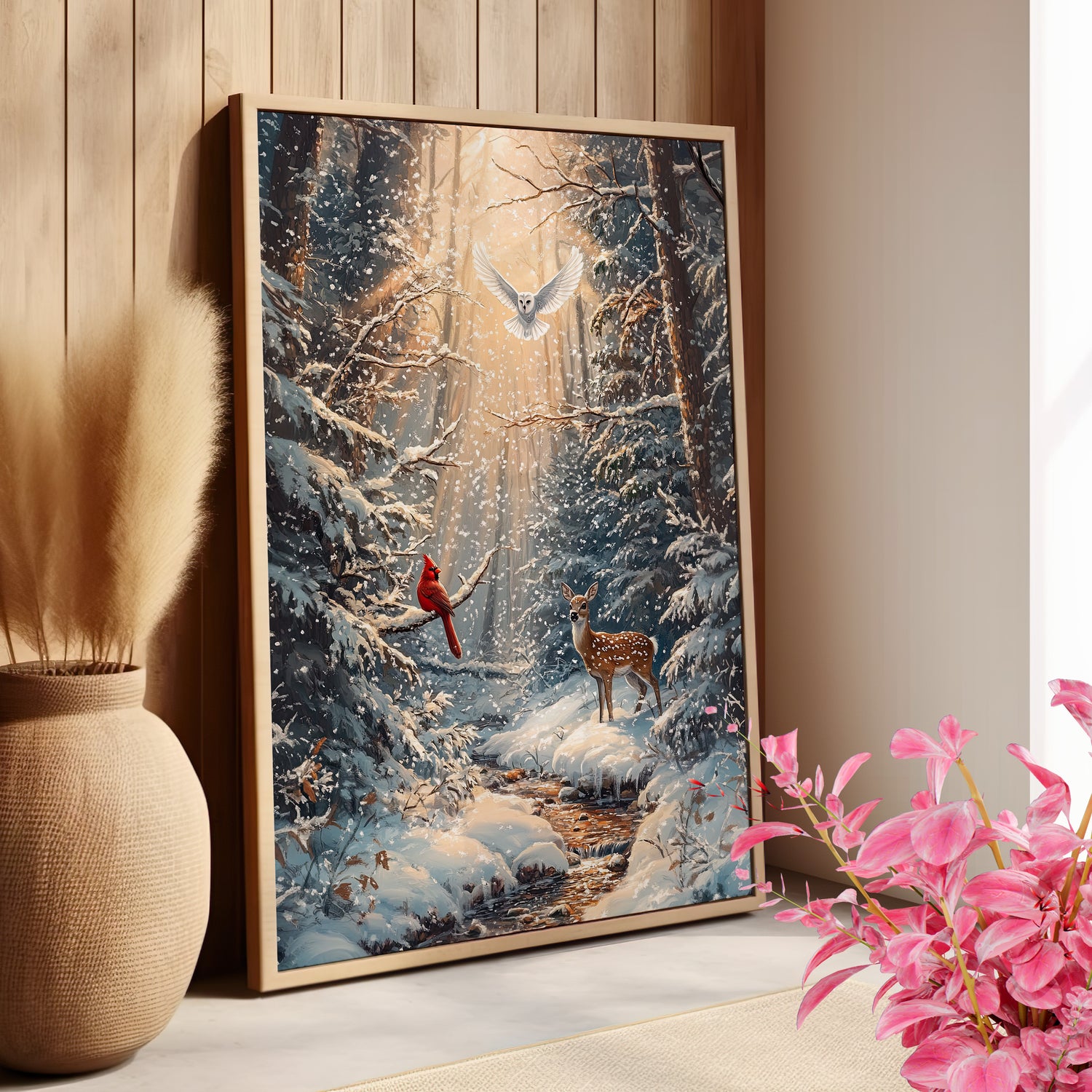 Winter Cardinal Deer Owl