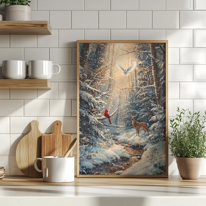 Winter Cardinal Deer Owl
