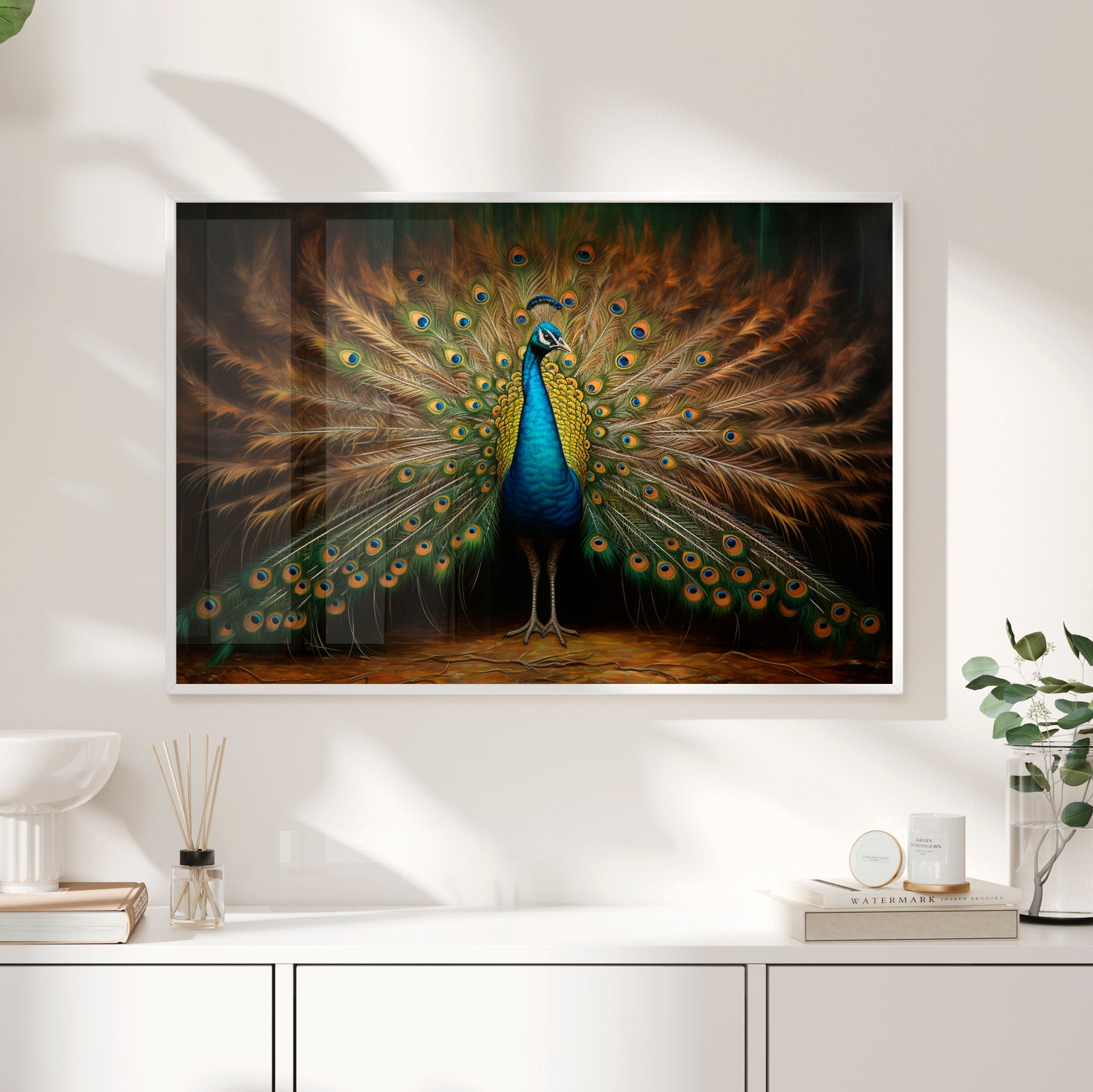 Framed Paper Print -  Regal Plumage Twilight